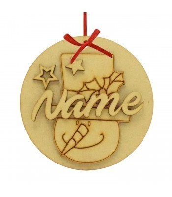 Laser Cut Personalised Christmas 3D Hanging Bauble - Snowman Head Design
